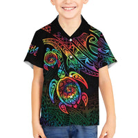 Hawaii Pride Family Matching Short Sleeve Bodycon Dress and Hawaiian Shirt Rainbow Swirls