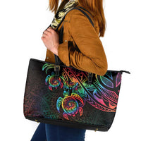 Hawaii Pride Leather Tote Bag Rainbow Swirls