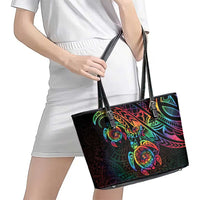 Hawaii Pride Leather Tote Bag Rainbow Swirls