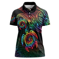 Hawaii Pride Women Polo Shirt Rainbow Swirls