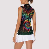 Hawaii Pride Women Sleeveless Polo Shirt Rainbow Swirls