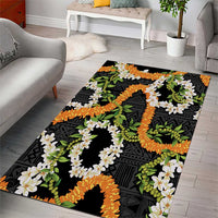 Aloha Festive Hawaii Area Rug Mokihana - Maile and Ilima on Black - Polynesian Pride