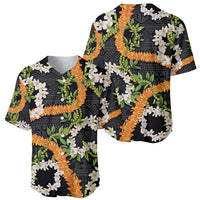 Aloha Festive Hawaii Baseball Jersey Mokihana - Maile and Ilima on Black - Polynesian Pride