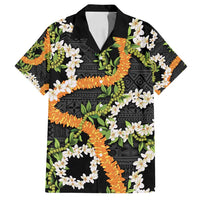 Aloha Festive Hawaii Family Matching Summer Maxi Dress and Hawaiian Shirt Mokihana - Maile and Ilima on Black - Polynesian Pride
