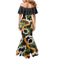 Aloha Festive Hawaii Mermaid Dress Mokihana - Maile and Ilima on Black - Polynesian Pride