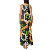 Aloha Festive Hawaii Tank Maxi Dress Mokihana - Maile and Ilima on Black LT7 - Polynesian Pride