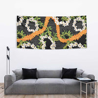 Aloha Festive Hawaii Tapestry Mokihana - Maile and Ilima on Black - Polynesian Pride