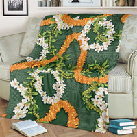 Aloha Festive Hawaii Blanket Mokihana - Maile and Ilima on Forest Green - Polynesian Pride