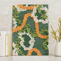 Aloha Festive Hawaii Canvas Wall Art Mokihana - Maile and Ilima on Forest Green - Polynesian Pride