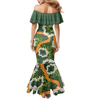 Aloha Festive Hawaii Family Matching Mermaid Dress and Hawaiian Shirt Mokihana - Maile and Ilima on Forest Green - Polynesian Pride