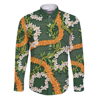Aloha Festive Hawaii Family Matching Puletasi and Hawaiian Shirt Mokihana - Maile and Ilima on Forest Green - Polynesian Pride