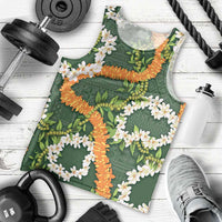 Aloha Festive Hawaii Men Tank Top Mokihana - Maile and Ilima on Forest Green - Polynesian Pride