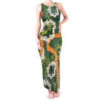 Aloha Festive Hawaii Tank Maxi Dress Mokihana - Maile and Ilima on Forest Green LT7 Women Forest Green - Polynesian Pride