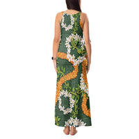 Aloha Festive Hawaii Tank Maxi Dress Mokihana - Maile and Ilima on Forest Green LT7 - Polynesian Pride