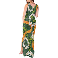 Aloha Festive Hawaii Tank Maxi Dress Mokihana - Maile and Ilima on Forest Green LT7 - Polynesian Pride