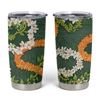 Aloha Festive Hawaii Tumbler Cup Mokihana - Maile and Ilima on Forest Green - Polynesian Pride