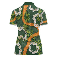 Aloha Festive Hawaii Women Polo Shirt Mokihana - Maile and Ilima on Forest Green LT7 - Polynesian Pride