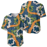 Aloha Festive Hawaii Baseball Jersey Mokihana - Maile and Ilima on Navy Blue - Polynesian Pride