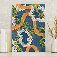 Aloha Festive Hawaii Canvas Wall Art Mokihana - Maile and Ilima on Navy Blue - Polynesian Pride
