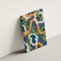 Aloha Festive Hawaii Canvas Wall Art Mokihana - Maile and Ilima on Navy Blue - Polynesian Pride