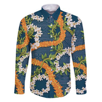 Aloha Festive Hawaii Family Matching Puletasi and Hawaiian Shirt Mokihana - Maile and Ilima on Navy Blue - Polynesian Pride
