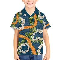 Aloha Festive Hawaii Hawaiian Shirt Mokihana - Maile and Ilima on Navy Blue - Polynesian Pride