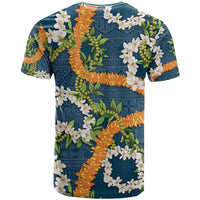Aloha Festive Hawaii T Shirt Mokihana - Maile and Ilima on Navy Blue - Polynesian Pride