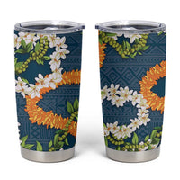 Aloha Festive Hawaii Tumbler Cup Mokihana - Maile and Ilima on Navy Blue - Polynesian Pride
