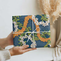 Aloha Festive Hawaii Wrapping Paper Mokihana - Maile and Ilima on Navy Blue LT7 - Polynesian Pride