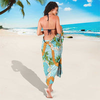 Aloha Festive Hawaii Sarong Mokihana - Maile and Ilima on Turquoise - Polynesian Pride