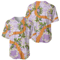 Aloha Festive Hawaii Baseball Jersey Mokihana - Maile and Ilima on Lilac - Polynesian Pride