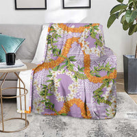 Aloha Festive Hawaii Blanket Mokihana - Maile and Ilima on Lilac - Polynesian Pride