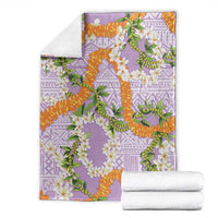 Aloha Festive Hawaii Blanket Mokihana - Maile and Ilima on Lilac - Polynesian Pride