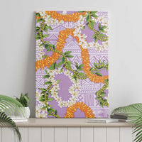 Aloha Festive Hawaii Canvas Wall Art Mokihana - Maile and Ilima on Lilac - Polynesian Pride