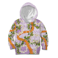 Aloha Festive Hawaii Kid Hoodie Mokihana - Maile and Ilima on Lilac - Polynesian Pride