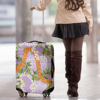 Aloha Festive Hawaii Luggage Cover Mokihana - Maile and Ilima on Lilac - Polynesian Pride