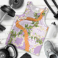 Aloha Festive Hawaii Men Tank Top Mokihana - Maile and Ilima on Lilac - Polynesian Pride