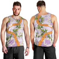 Aloha Festive Hawaii Men Tank Top Mokihana - Maile and Ilima on Lilac - Polynesian Pride