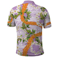 Aloha Festive Hawaii Polo Shirt Mokihana - Maile and Ilima on Lilac - Polynesian Pride