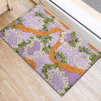 Aloha Festive Hawaii Rubber Doormat Mokihana - Maile and Ilima on Lilac - Polynesian Pride