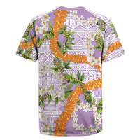 Aloha Festive Hawaii Rugby Jersey Mokihana - Maile and Ilima on Lilac LT7 - Polynesian Pride