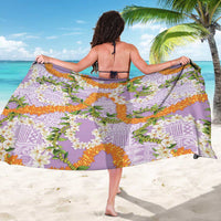 Aloha Festive Hawaii Sarong Mokihana - Maile and Ilima on Lilac - Polynesian Pride