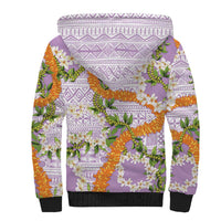Aloha Festive Hawaii Sherpa Hoodie Mokihana - Maile and Ilima on Lilac - Polynesian Pride