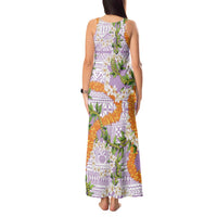 Aloha Festive Hawaii Tank Maxi Dress Mokihana - Maile and Ilima on Lilac LT7 - Polynesian Pride