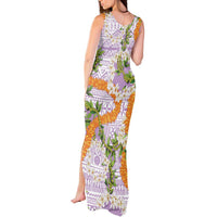 Aloha Festive Hawaii Tank Maxi Dress Mokihana - Maile and Ilima on Lilac LT7 - Polynesian Pride