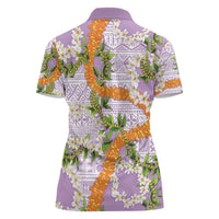 Aloha Festive Hawaii Women Polo Shirt Mokihana - Maile and Ilima on Lilac LT7 - Polynesian Pride