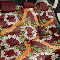 Aloha Festive Hawaii Back Car Seat Cover Mokihana - Maile and Ilima on Crimson - Polynesian Pride