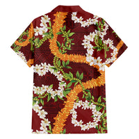 Aloha Festive Hawaii Family Matching Off Shoulder Maxi Dress and Hawaiian Shirt Mokihana - Maile and Ilima on Crimson - Polynesian Pride