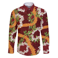 Aloha Festive Hawaii Family Matching Puletasi and Hawaiian Shirt Mokihana - Maile and Ilima on Crimson - Polynesian Pride