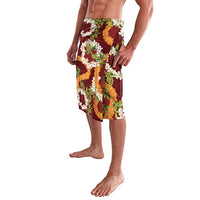 Aloha Festive Hawaii Lavalava Mokihana - Maile and Ilima on Crimson - Polynesian Pride